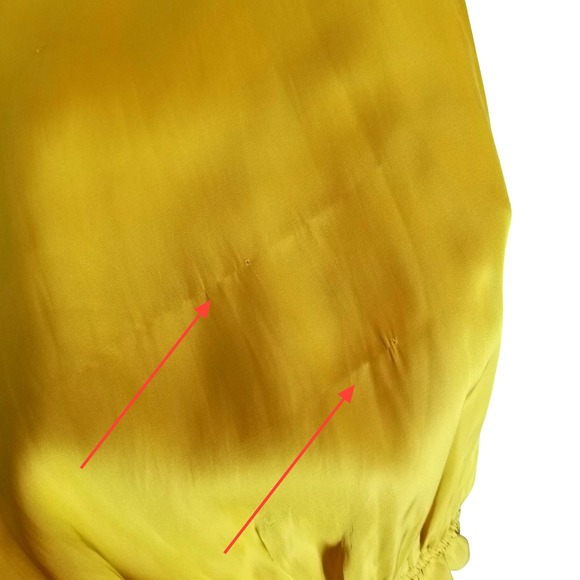 Chelsea & Theodore 3X Blouse Top Yellow Gold Long Sleeve Ruffle Neckline - Picture 8 of 11